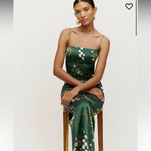 Reformation frankie silk dress buena green 8